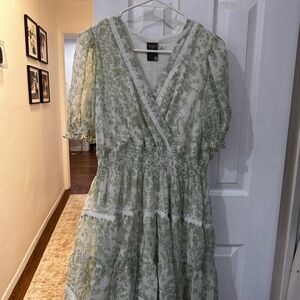 Floral Green Wrap Dress